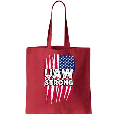 UAW Strong Solidarity UAW Laborer Worker UAW Proud Union America Flag Tote Bag