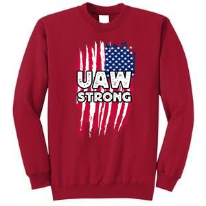 UAW Strong Solidarity UAW Laborer Worker UAW Proud Union America Flag Tall Sweatshirt