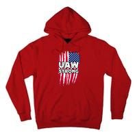 UAW Strong Solidarity UAW Laborer Worker UAW Proud Union America Flag Tall Hoodie