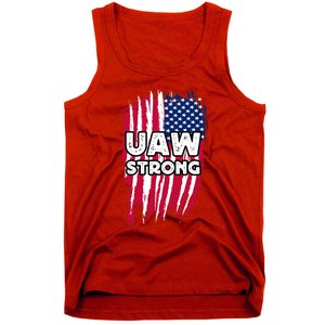 UAW Strong Solidarity UAW Laborer Worker UAW Proud Union America Flag Tank Top