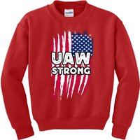 UAW Strong Solidarity UAW Laborer Worker UAW Proud Union America Flag Kids Sweatshirt