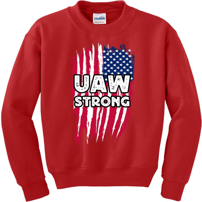 UAW Strong Solidarity UAW Laborer Worker UAW Proud Union America Flag Kids Sweatshirt