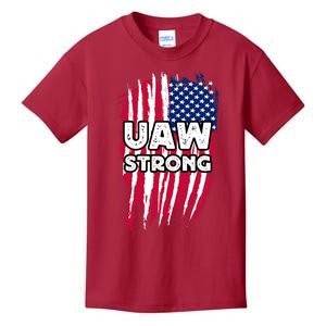 UAW Strong Solidarity UAW Laborer Worker UAW Proud Union America Flag Kids T-Shirt