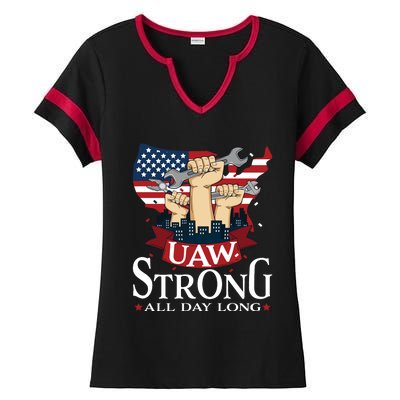 UAW Strong Solidarity UAW Proud Union UAW Laborer Worker Ladies Halftime Notch Neck Tee