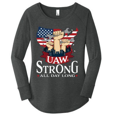 UAW Strong Solidarity UAW Proud Union UAW Laborer Worker Women's Perfect Tri Tunic Long Sleeve Shirt