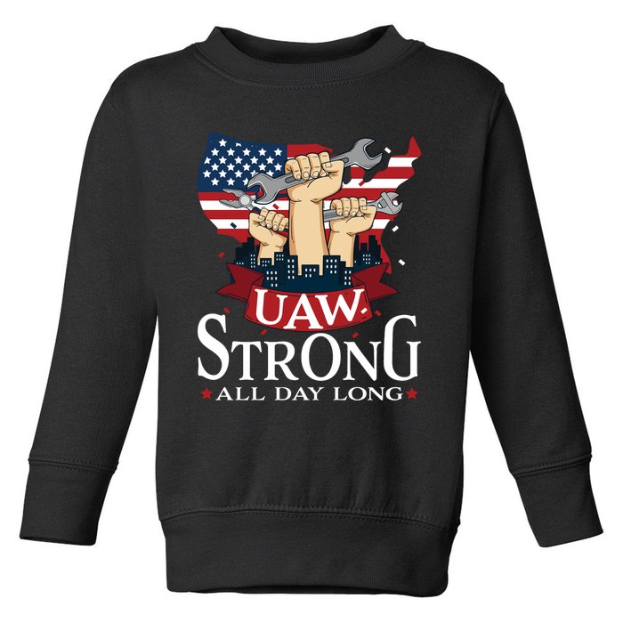 UAW Strong Solidarity UAW Proud Union UAW Laborer Worker Toddler Sweatshirt