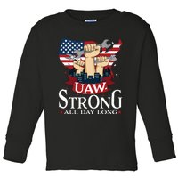 UAW Strong Solidarity UAW Proud Union UAW Laborer Worker Toddler Long Sleeve Shirt