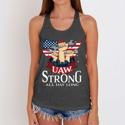 UAW Strong Solidarity UAW Proud Union UAW Laborer Worker Women's Knotted Racerback Tank