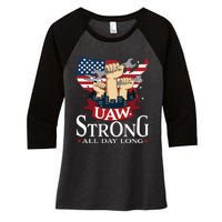 UAW Strong Solidarity UAW Proud Union UAW Laborer Worker Women's Tri-Blend 3/4-Sleeve Raglan Shirt