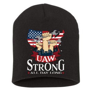 UAW Strong Solidarity UAW Proud Union UAW Laborer Worker Short Acrylic Beanie