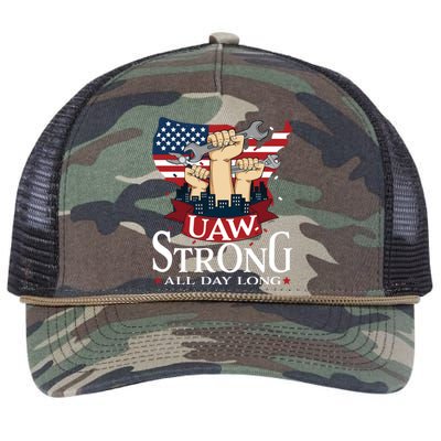 UAW Strong Solidarity UAW Proud Union UAW Laborer Worker Retro Rope Trucker Hat Cap