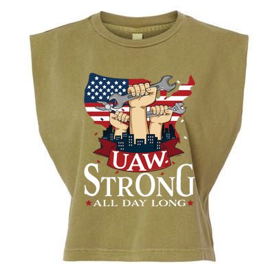 UAW Strong Solidarity UAW Proud Union UAW Laborer Worker Garment-Dyed Women's Muscle Tee