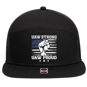 UAW Strong Solidarity UAW Proud Union UAW Laborer Worker UAW Strike 7 Panel Mesh Trucker Snapback Hat