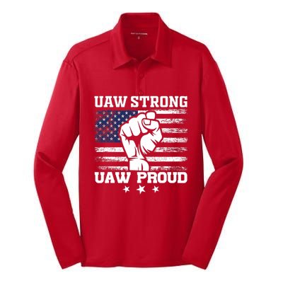 UAW Strong Solidarity UAW Proud Union UAW Laborer Worker UAW Strike Silk Touch Performance Long Sleeve Polo