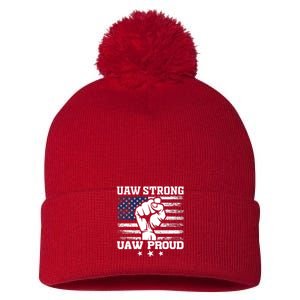 UAW Strong Solidarity UAW Proud Union UAW Laborer Worker UAW Strike Pom Pom 12in Knit Beanie