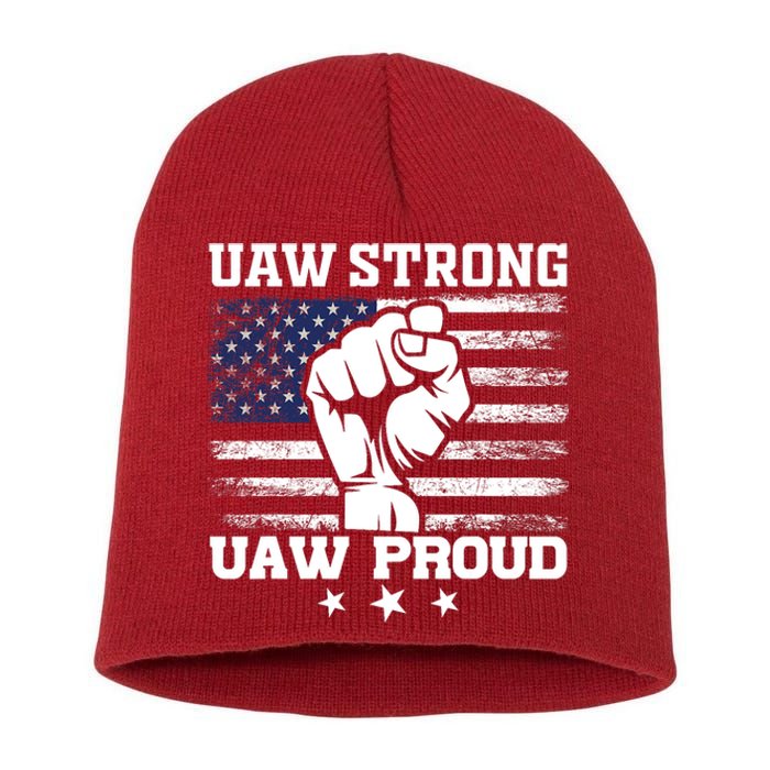 UAW Strong Solidarity UAW Proud Union UAW Laborer Worker UAW Strike Short Acrylic Beanie