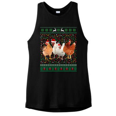 Ugly Sweater Santa Hat Christmas Chicken Lover Animal Hat Funny Gift Ladies PosiCharge Tri-Blend Wicking Tank