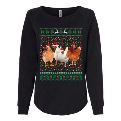 Ugly Sweater Santa Hat Christmas Chicken Lover Animal Hat Funny Gift Womens California Wash Sweatshirt