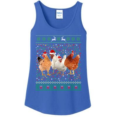 Ugly Sweater Santa Hat Christmas Chicken Lover Animal Hat Funny Gift Ladies Essential Tank