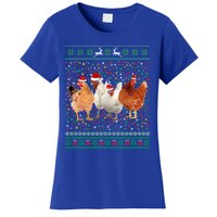 Ugly Sweater Santa Hat Christmas Chicken Lover Animal Hat Funny Gift Women's T-Shirt