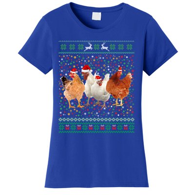 Ugly Sweater Santa Hat Christmas Chicken Lover Animal Hat Funny Gift Women's T-Shirt