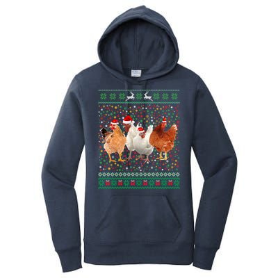 Ugly Sweater Santa Hat Christmas Chicken Lover Animal Hat Funny Gift Women's Pullover Hoodie