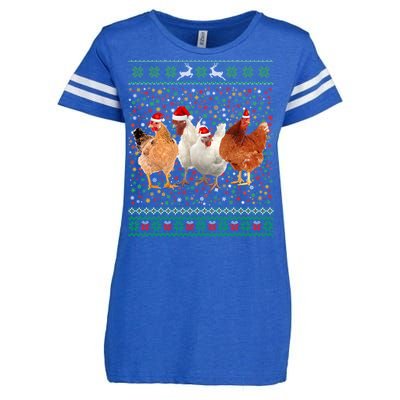 Ugly Sweater Santa Hat Christmas Chicken Lover Animal Hat Funny Gift Enza Ladies Jersey Football T-Shirt