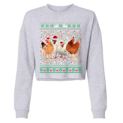 Ugly Sweater Santa Hat Christmas Chicken Lover Animal Hat Funny Gift Cropped Pullover Crew