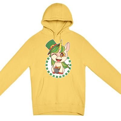 Unicorn Shamrock St Patrick's Day Premium Pullover Hoodie