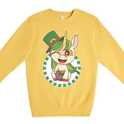 Unicorn Shamrock St Patrick's Day Premium Crewneck Sweatshirt