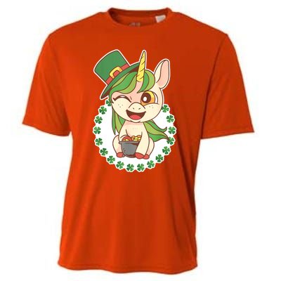 Unicorn Shamrock St Patrick's Day Cooling Performance Crew T-Shirt