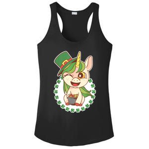 Unicorn Shamrock St Patrick's Day Ladies PosiCharge Competitor Racerback Tank