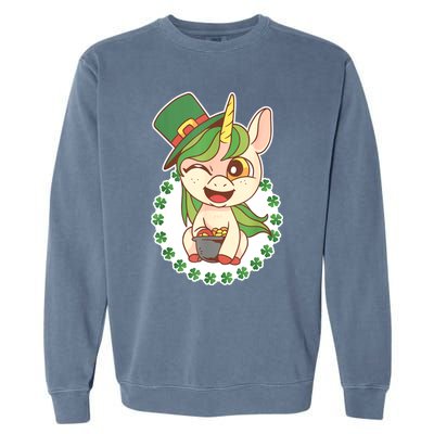 Unicorn Shamrock St Patrick's Day Garment-Dyed Sweatshirt