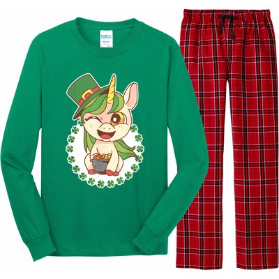 Unicorn Shamrock St Patrick's Day Long Sleeve Pajama Set