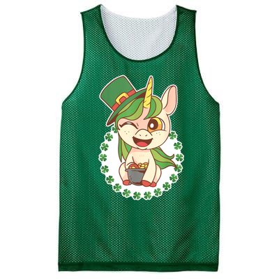 Unicorn Shamrock St Patrick's Day Mesh Reversible Basketball Jersey Tank