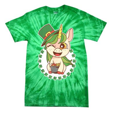 Unicorn Shamrock St Patrick's Day Tie-Dye T-Shirt