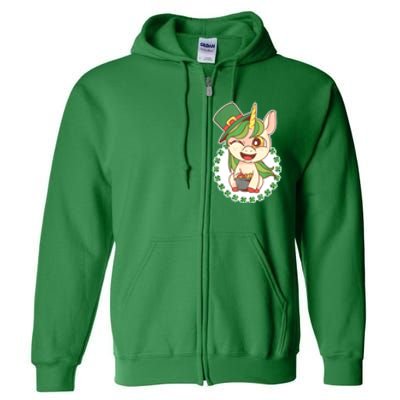 Unicorn Shamrock St Patrick's Day Full Zip Hoodie