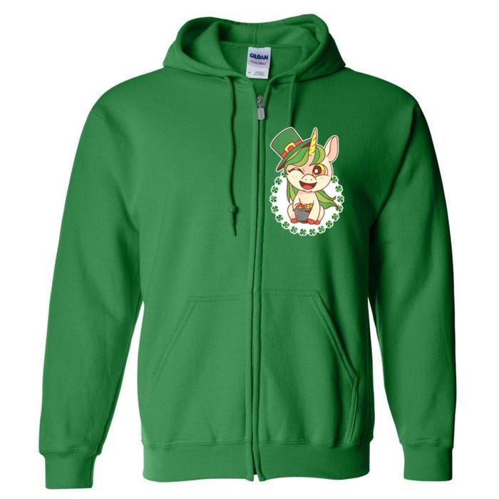 Unicorn Shamrock St Patrick's Day Full Zip Hoodie