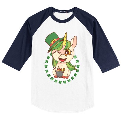 Unicorn Shamrock St Patrick's Day Baseball Sleeve Shirt