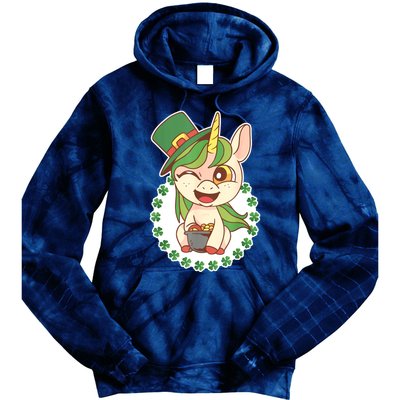 Unicorn Shamrock St Patrick's Day Tie Dye Hoodie