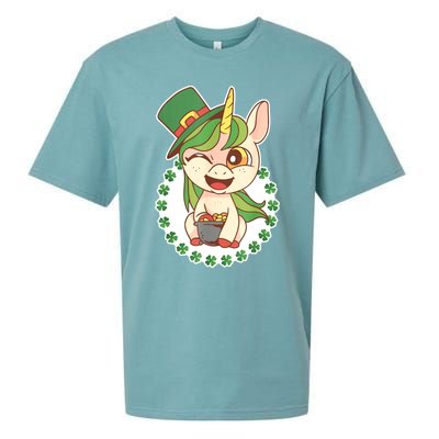 Unicorn Shamrock St Patrick's Day Sueded Cloud Jersey T-Shirt