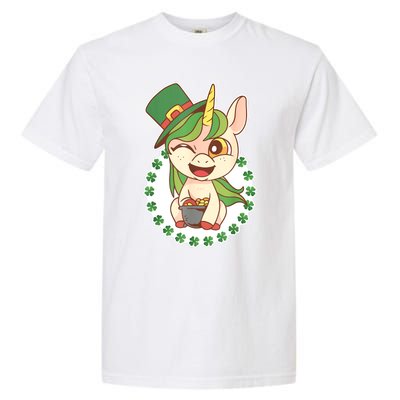 Unicorn Shamrock St Patrick's Day Garment-Dyed Heavyweight T-Shirt