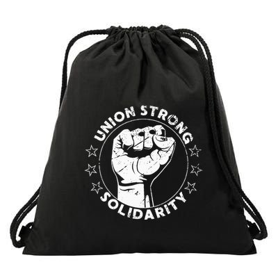 Union Strong Solidarity Fist Workers Rights Us Union Fan Drawstring Bag