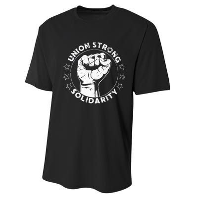 Union Strong Solidarity Fist Workers Rights Us Union Fan Performance Sprint T-Shirt