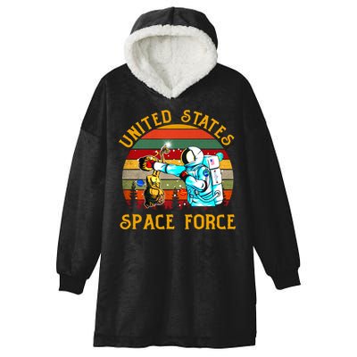 United States Space Force Vintage Funny Hooded Wearable Blanket
