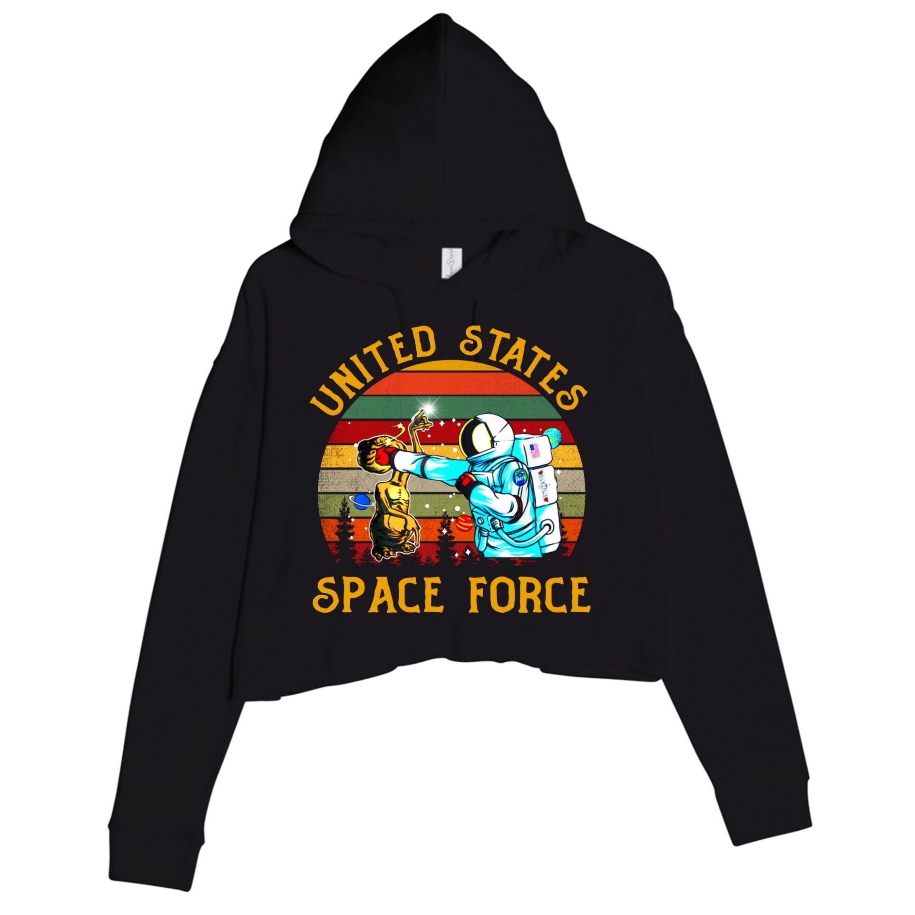 United States Space Force Vintage Funny Crop Fleece Hoodie