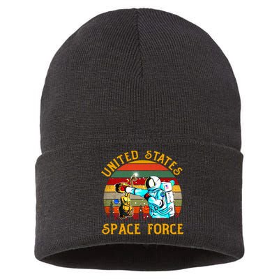 United States Space Force Vintage Funny Sustainable Knit Beanie