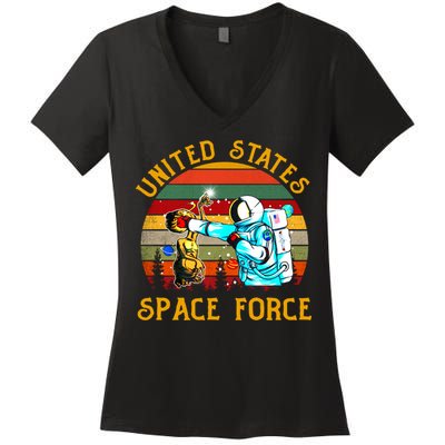 United States Space Force Vintage Funny Women's V-Neck T-Shirt