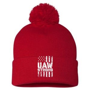 UAW Strong Solidarity UAW Proud Union UAW Laborer Worker Pom Pom 12in Knit Beanie