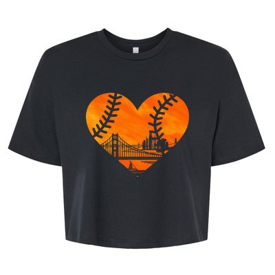 Us State San Francisco Baseball Vintage Heart Bella+Canvas Jersey Crop Tee